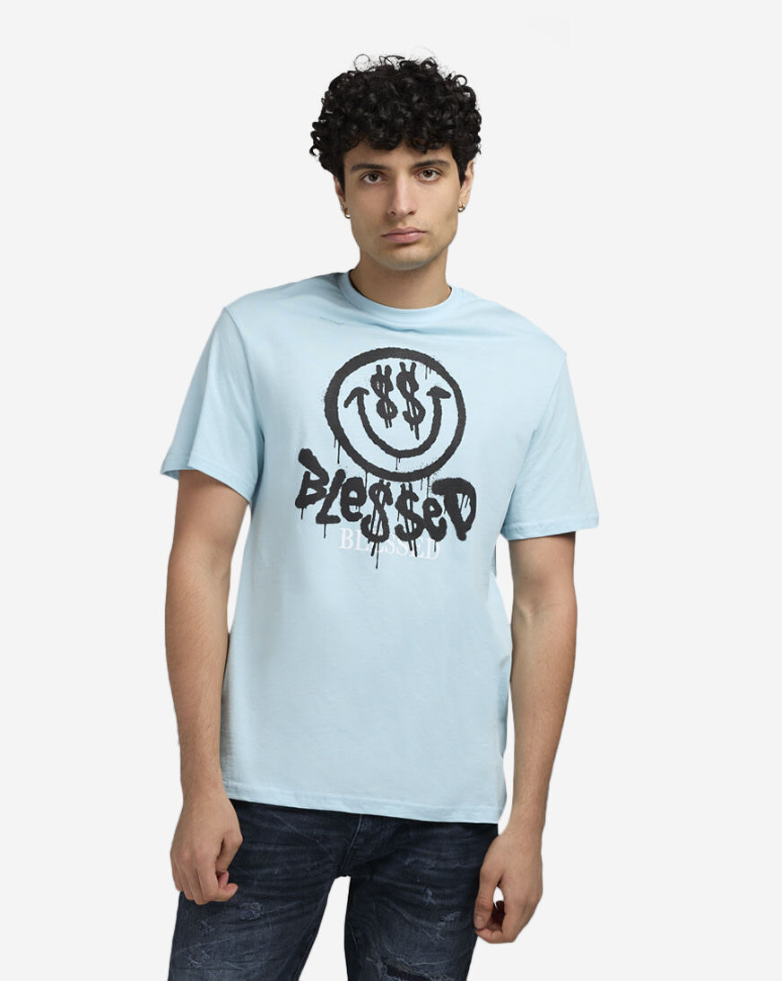 y☺︎ Shop Mister Tee Blessed Smiley Face Tee MT2558-US-00830 blue
