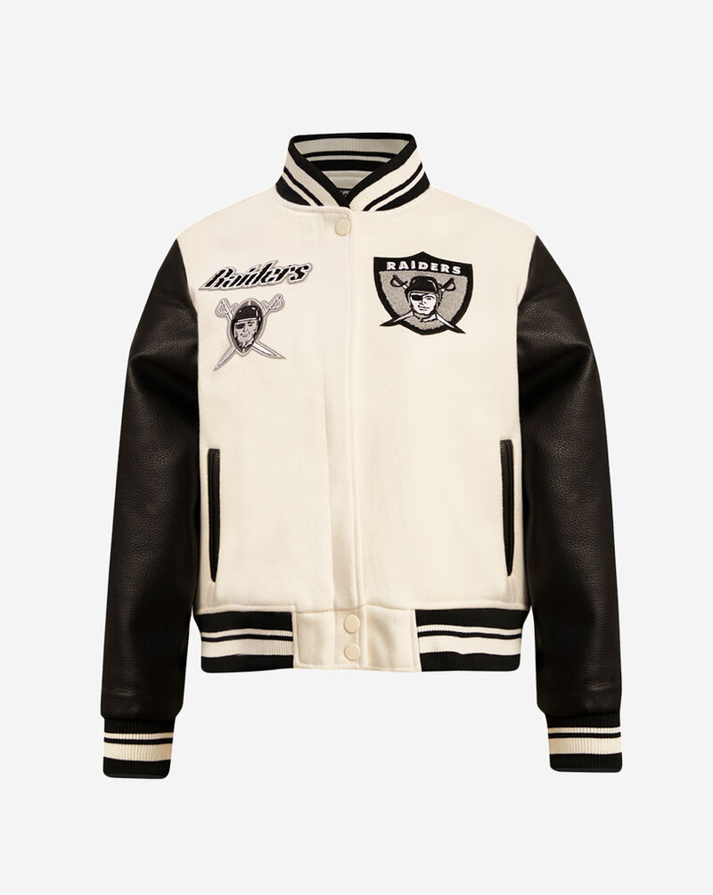 PRO STANDARD Oakland Raiders Retro Classic Rib Wool Varsity Jacket FORH43613-EBK cream 1