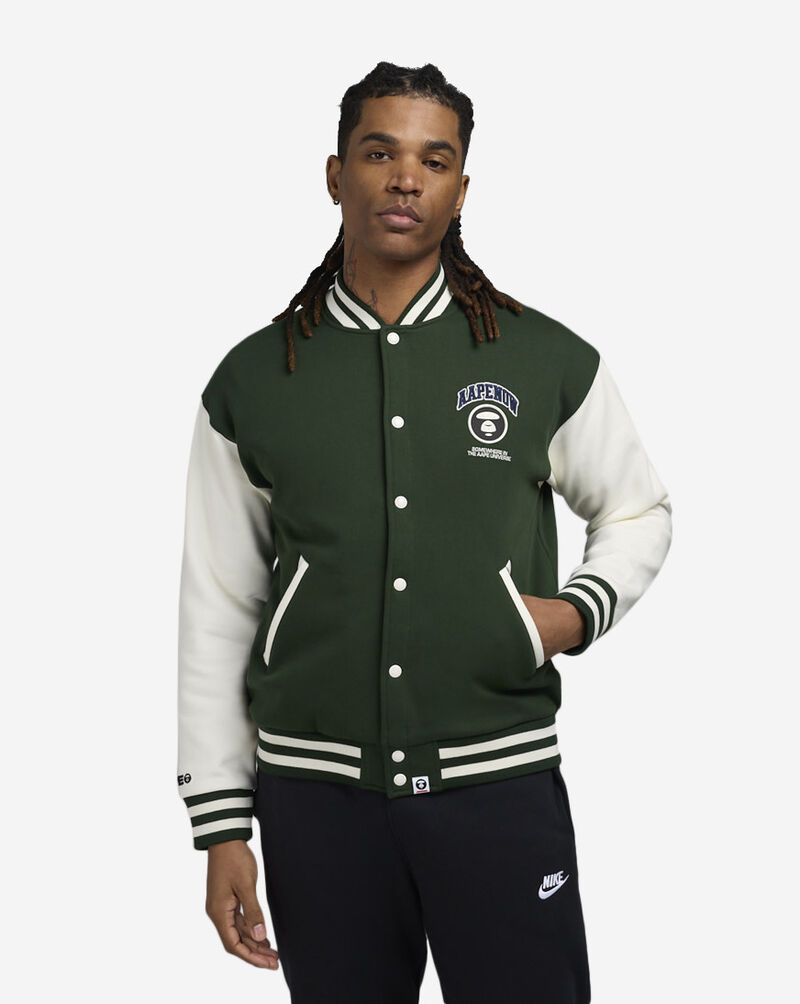 AAPE Baseball Fleece Varsity Jacket AAPSWMB328XANGRD Green 1