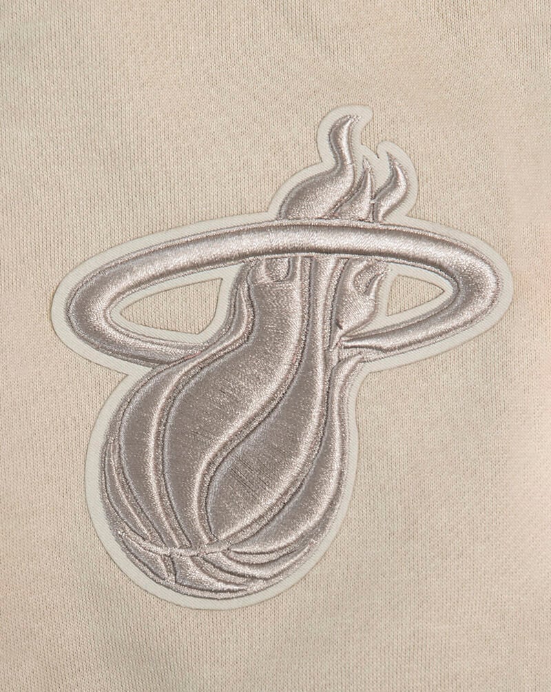 PRO STANDARD Miami Heat Neutral Drop Shoulder Fleece Pull Over Hoodie BMH558734-TAU Beige 2