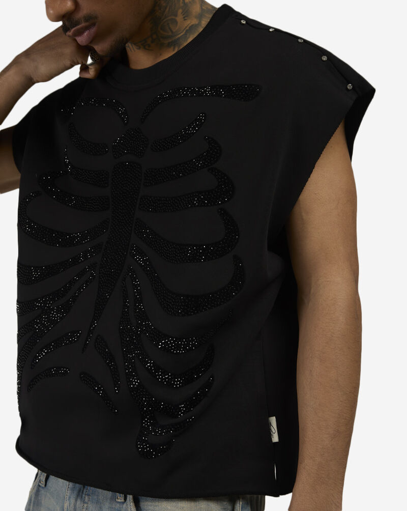 BKYS Apparel Skeleton Terry Muscle Tee MT1285SP-BLK Black 3