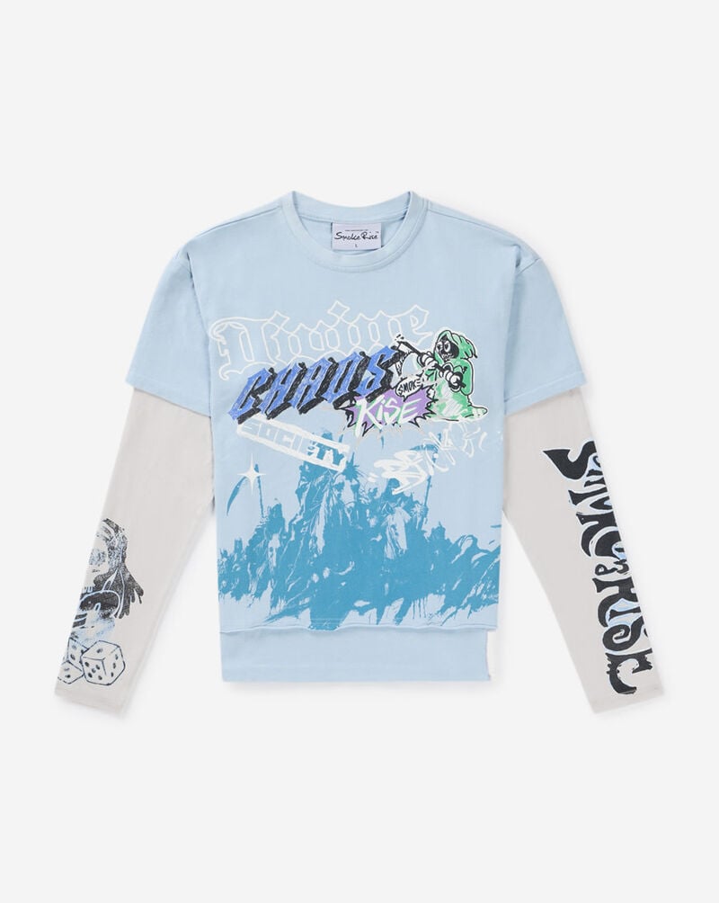 Smoke Rise Kids' Graffiti Long Sleeve Tee BKT26S448SNZ-SKYWAY Blue 1