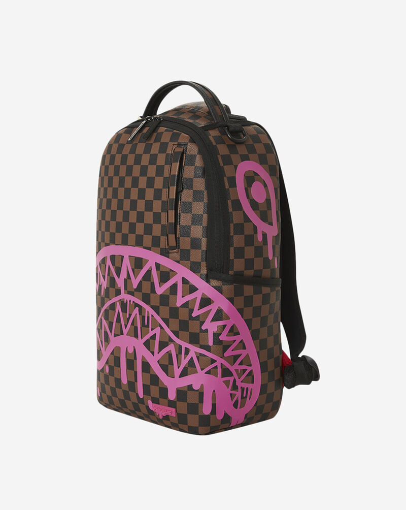 Pink Drip Brown Check Savage Backpack - SPRAYGROUND