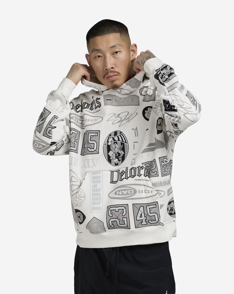 Jordan Brooklyn Essentials AOP Logo Hoodie HM7254-133 White 1