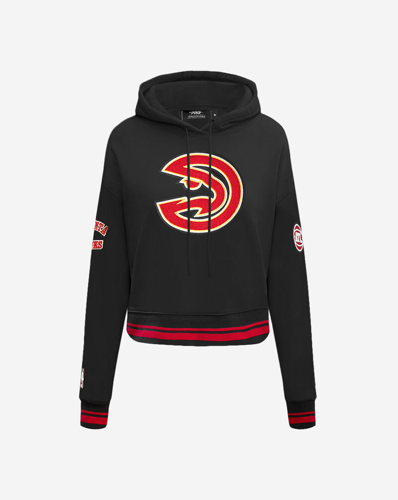 PRO STANDARD Atlanta Hawks Retro Classic Rib Cropped Pullover Hoodie BAHC58914-BRK Black 1