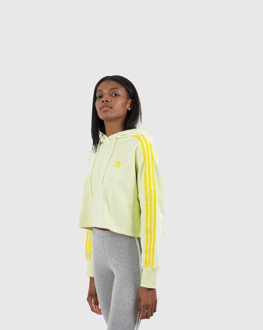 Adidas cropped hoodie yellow on sale