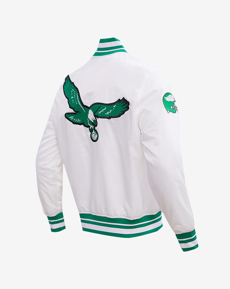 PRO STANDARD Philadelphia Eagles Retro Classic Rib Satin Jacket FPE643527-WKG White 4