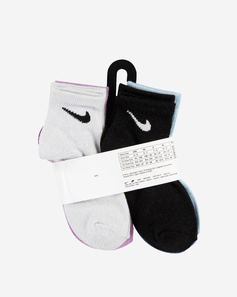 Nike Little Kids' 6PK Lurex Quarter Socks (5-7) GN1132-U8H Multi 3