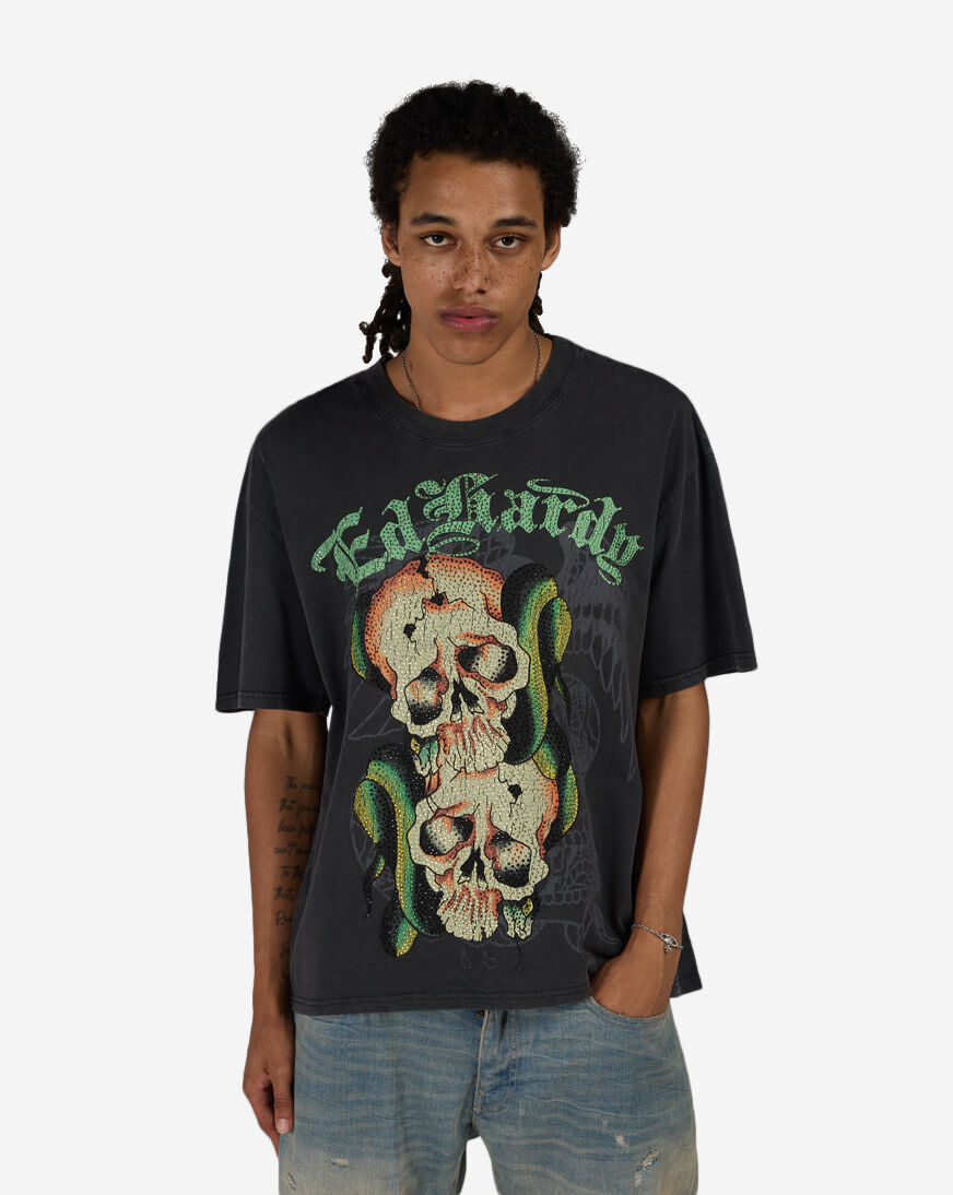 Shop Ed Hardy Skull Snakes Boxy Tee EHM110161RS-BLK black | SNIPES USA