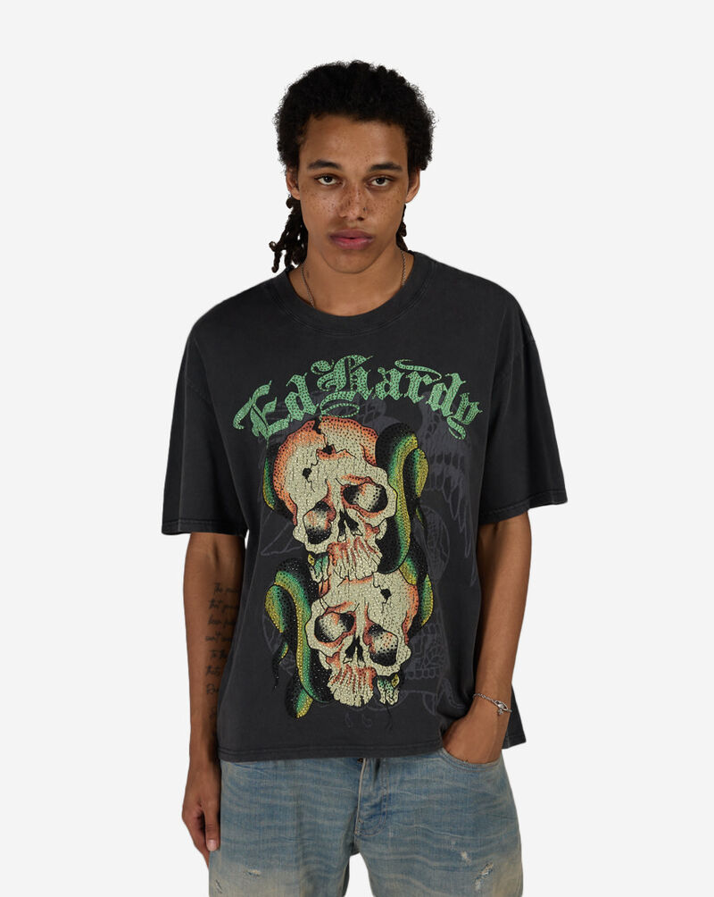 Ed Hardy Skull Snakes Boxy Tee EHM110161RS-BLK Black 1