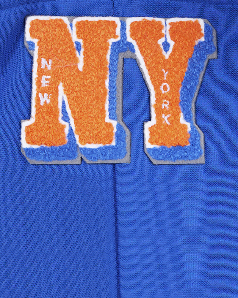 PRO STANDARD New York Mets Mash Up Rib Fleece Cropped Pull Over Hoodie  LNMC314677-ROR Blue 2