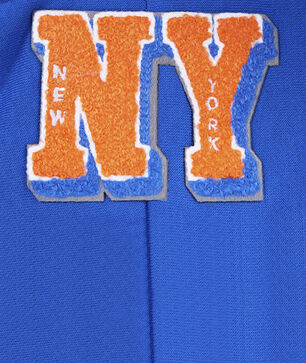 New York Mets Mash Up Rib Fleece Cropped Pull Over Hoodie 
