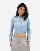 Velour Cropped Bomber Jacket