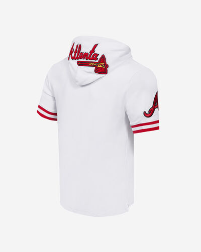 Atlanta Braves Classic Chenille Double Knit Short Sleeve Pull Over Hoodie 