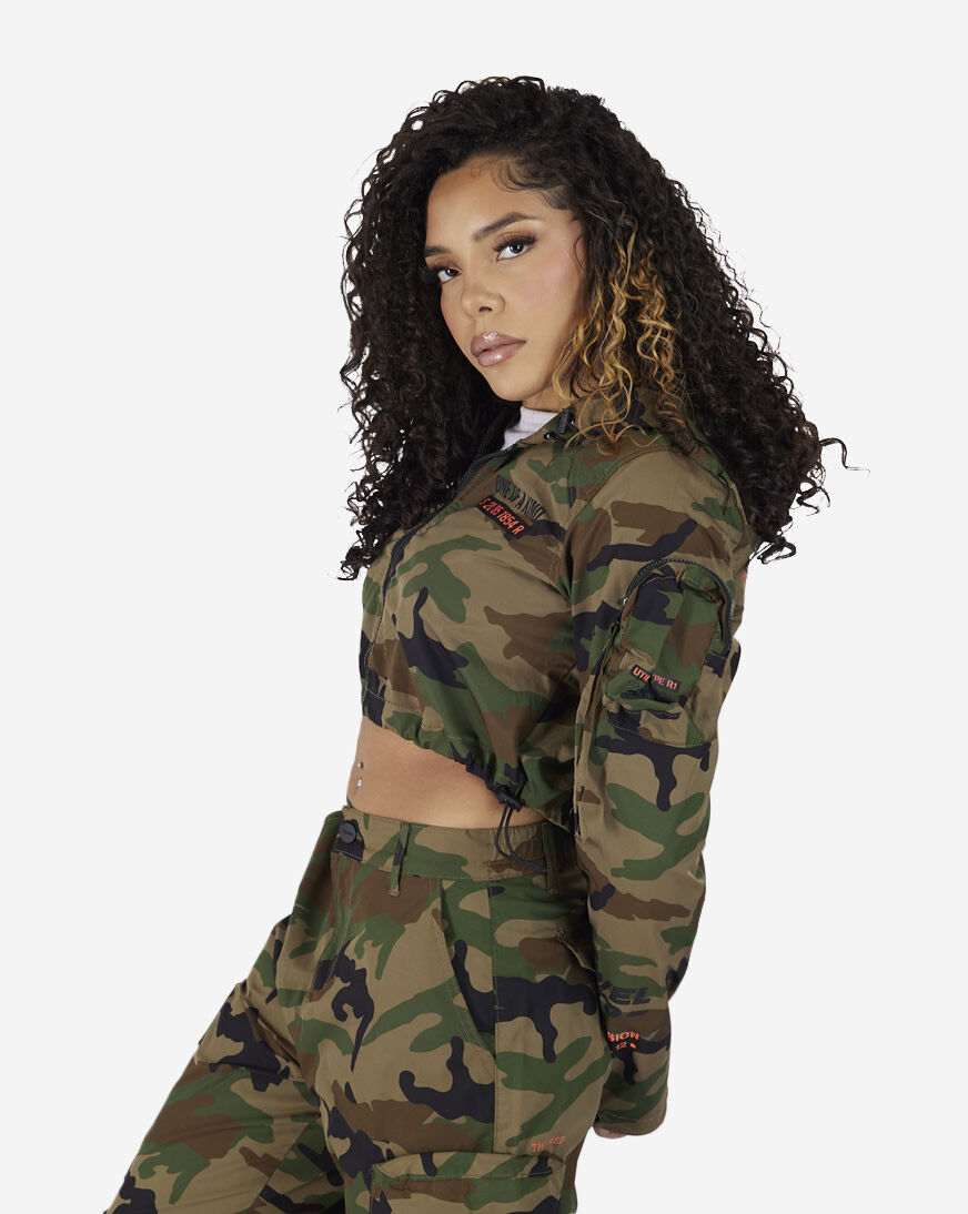 camo hoodie crop top