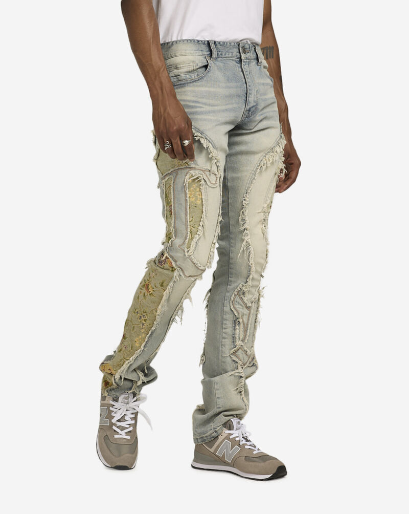 Smoke Rise Tapestry Panel Monogram Jeans JP24513SNZ-BLU Blue 1