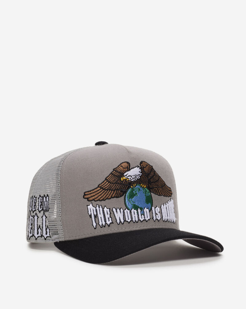 Field Grade The World Is Mine Wool Mesh Trucker Hat 1005440 Grey 1