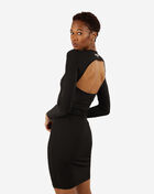 Long Sleeve Open Back Ribbed Dress