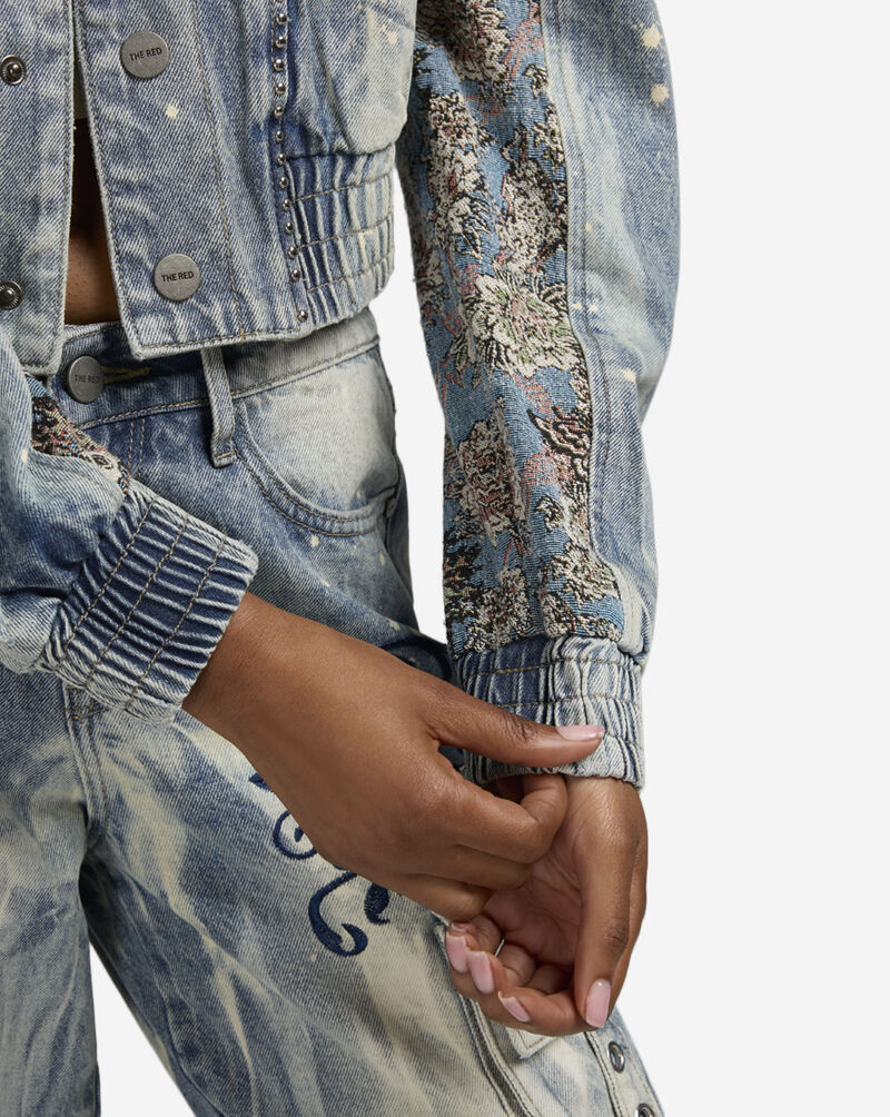 Smoke Rise Denim Bomber Jacket AJ25703SNZ-IB Blue 3