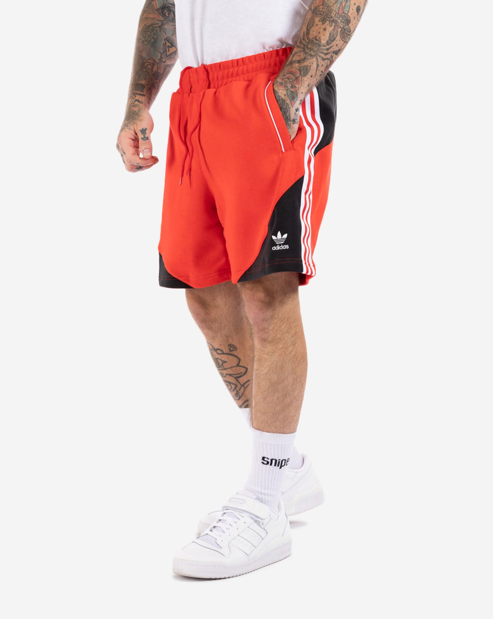 red adidas fleece shorts