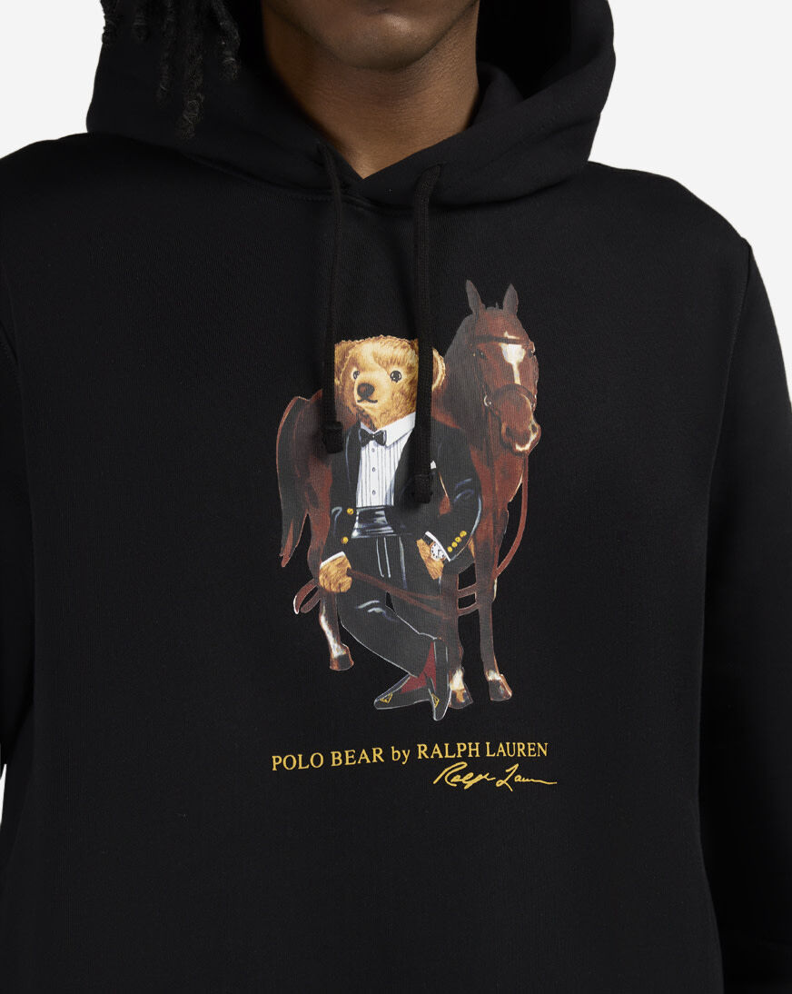 Shop Polo Ralph Lauren Polo Bear Fleece Hoodie 710P08096001-BLK