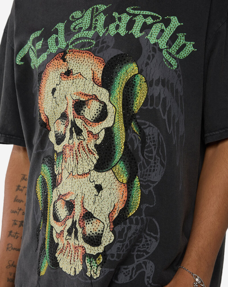 Ed Hardy Skull Snakes Boxy Tee EHM110161RS-BLK Black 3