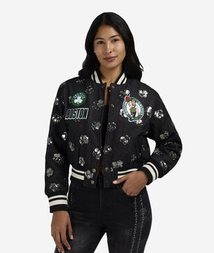 Boston Celtics Denim Sequin Bomber