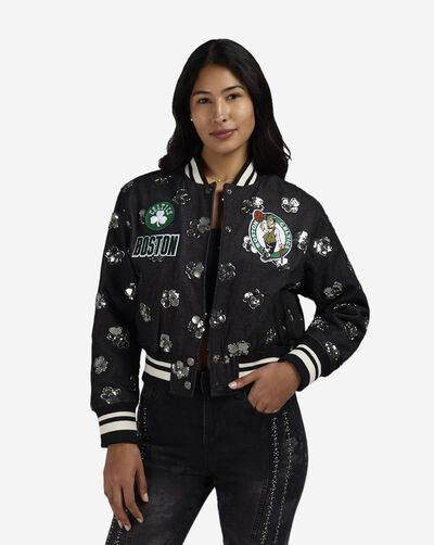 Boston Celtics Denim Sequin Bomber