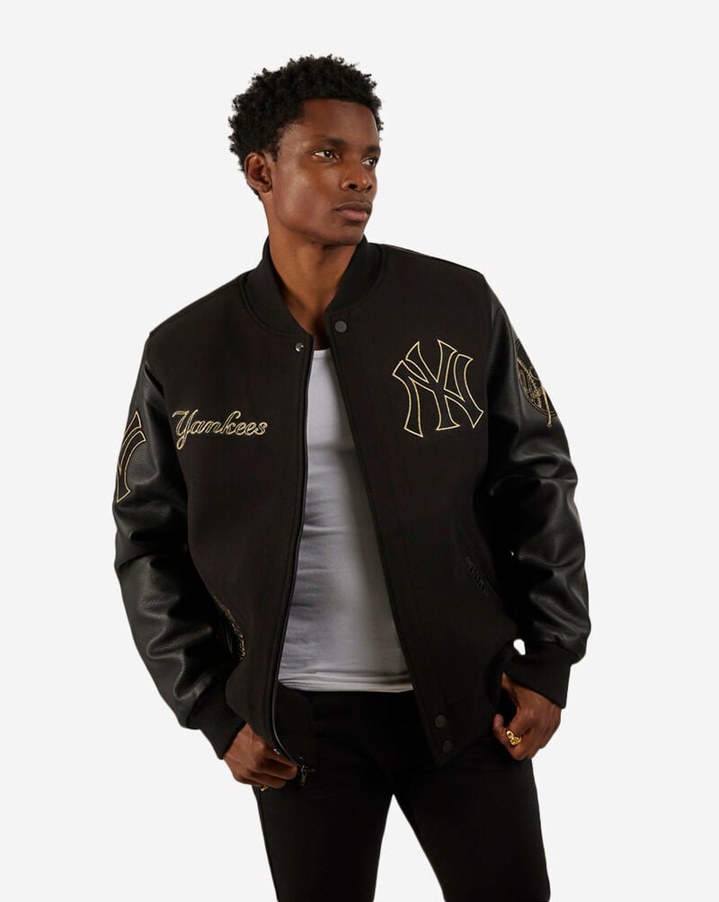 Shop PRO STANDARD Black and Gold New York Yankees Varsity Jacket ...