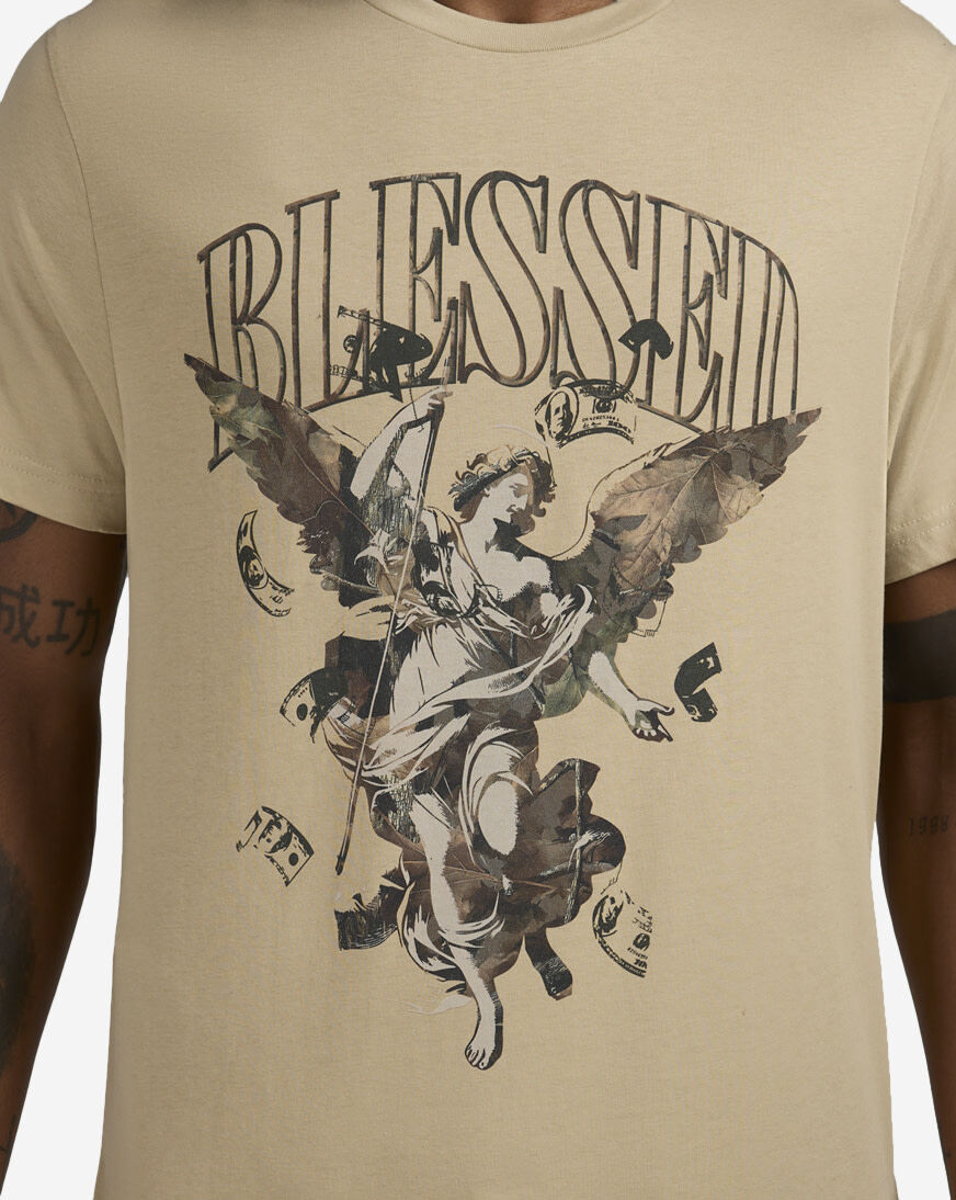 Shop Graphic Tees Camo Blessed Angel Tee MTUS491-US-03872 beige