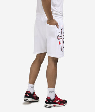 Printed Cross Fleece Shorts