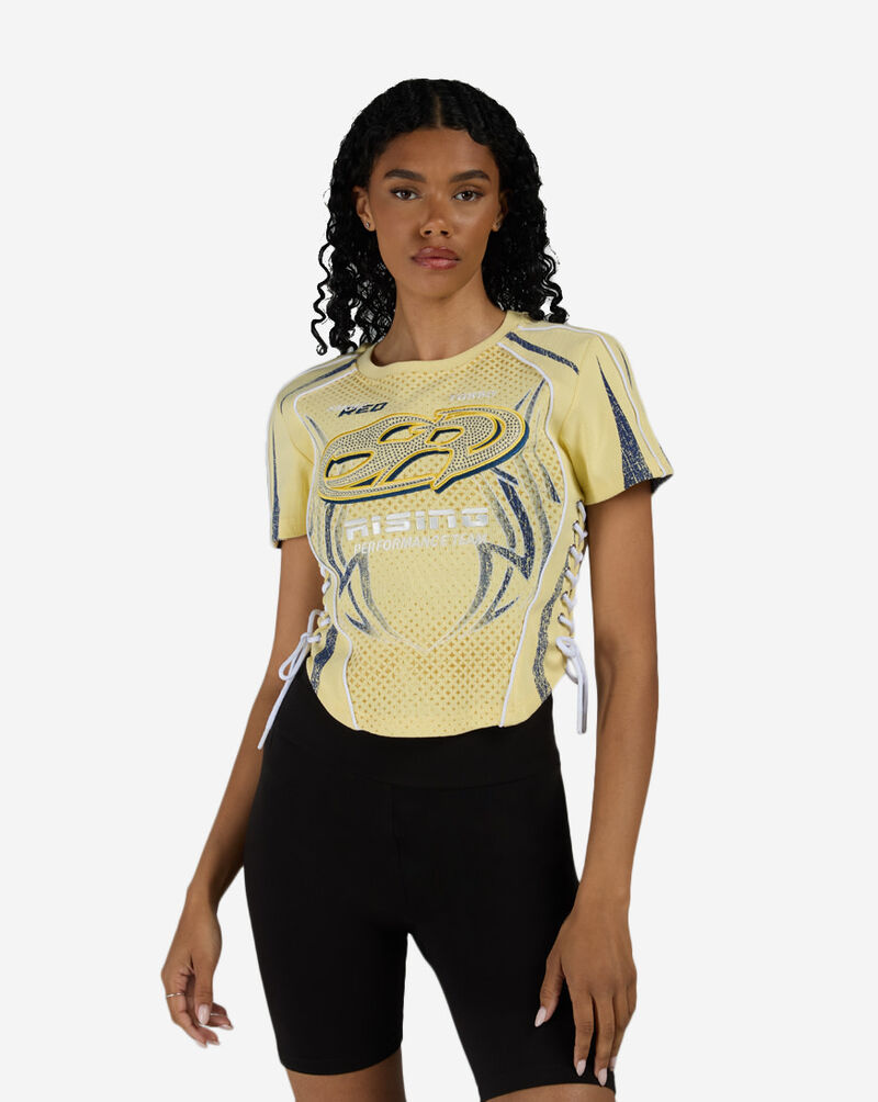 Smoke Rise Side Tie Lace Up Racer Tee RKT26S409SN-FRVANILLAYLLW Yellow 1