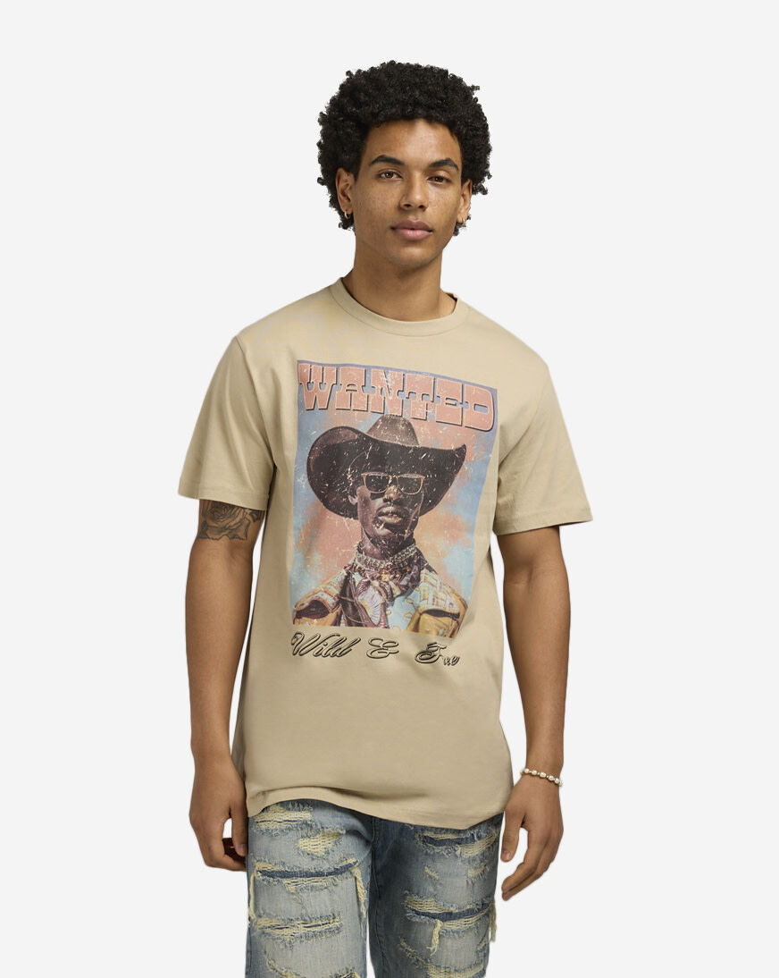 Shop Mister Tee Wanted Cowboy Tee MTUS237-US-03872 beige | SNIPES USA