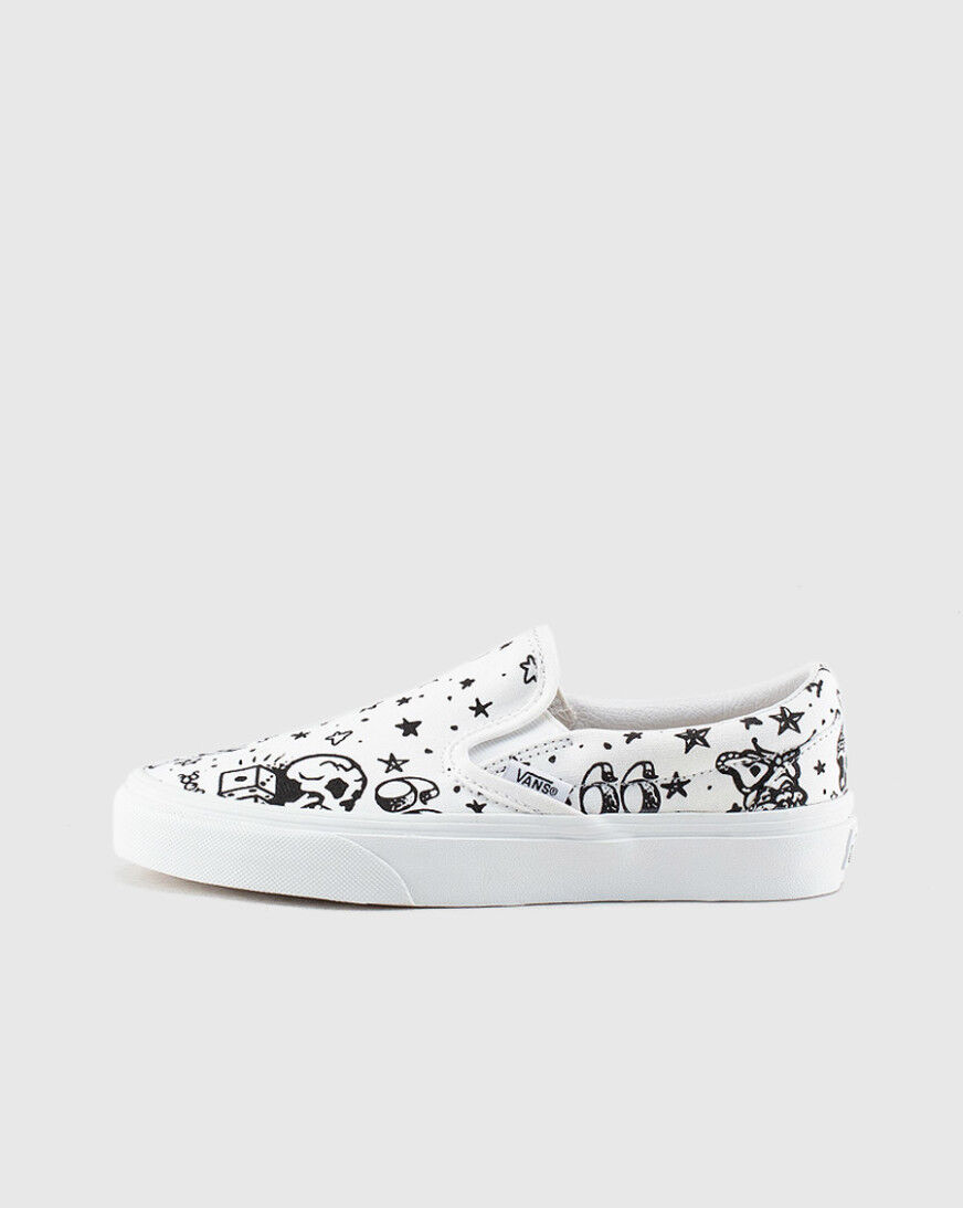 White slip on vans grade school clearance