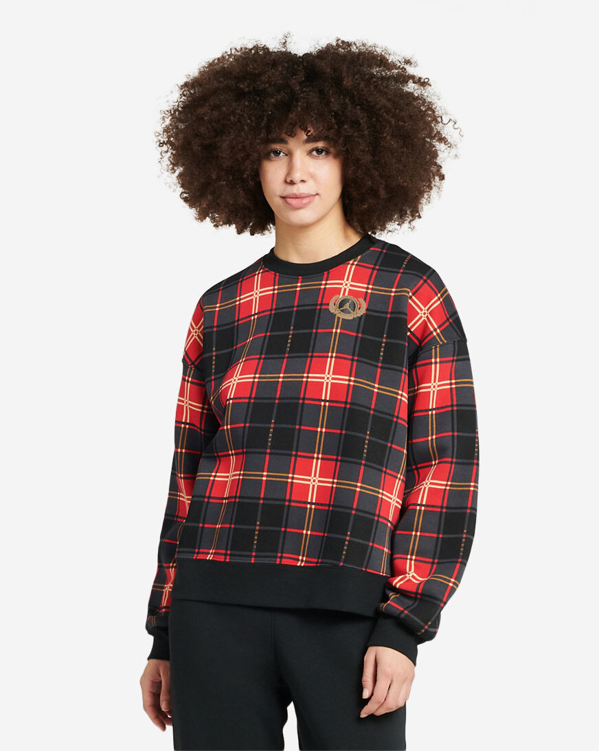 Shop Jordan Holiday Plaid Fleece Crew DV1996-612 red