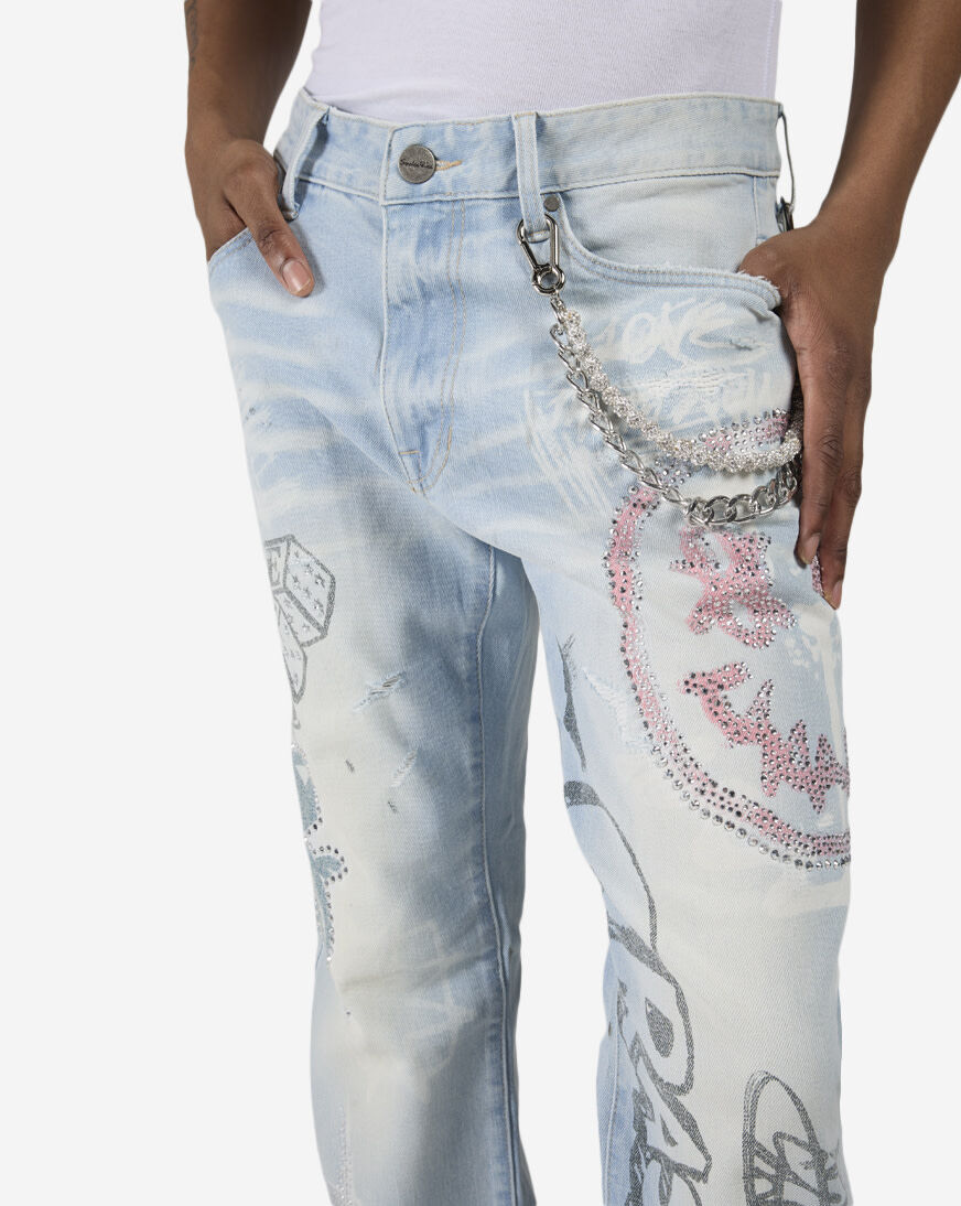 Shop Smoke Rise Smiley Doodle Jeans JP26S425SN-KOR blue | SNIPES USA