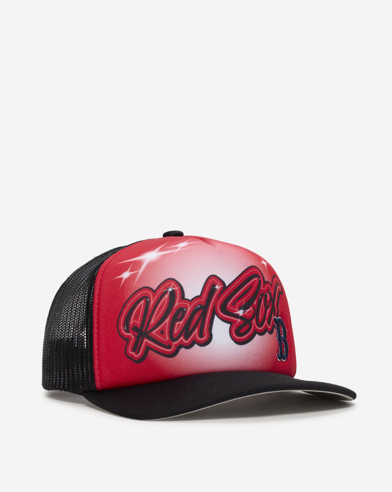 Mitchell  Ness Boston Red Sox Trucker Air Brush Adjustable Hat HT14503-BRSRDBK Red 1