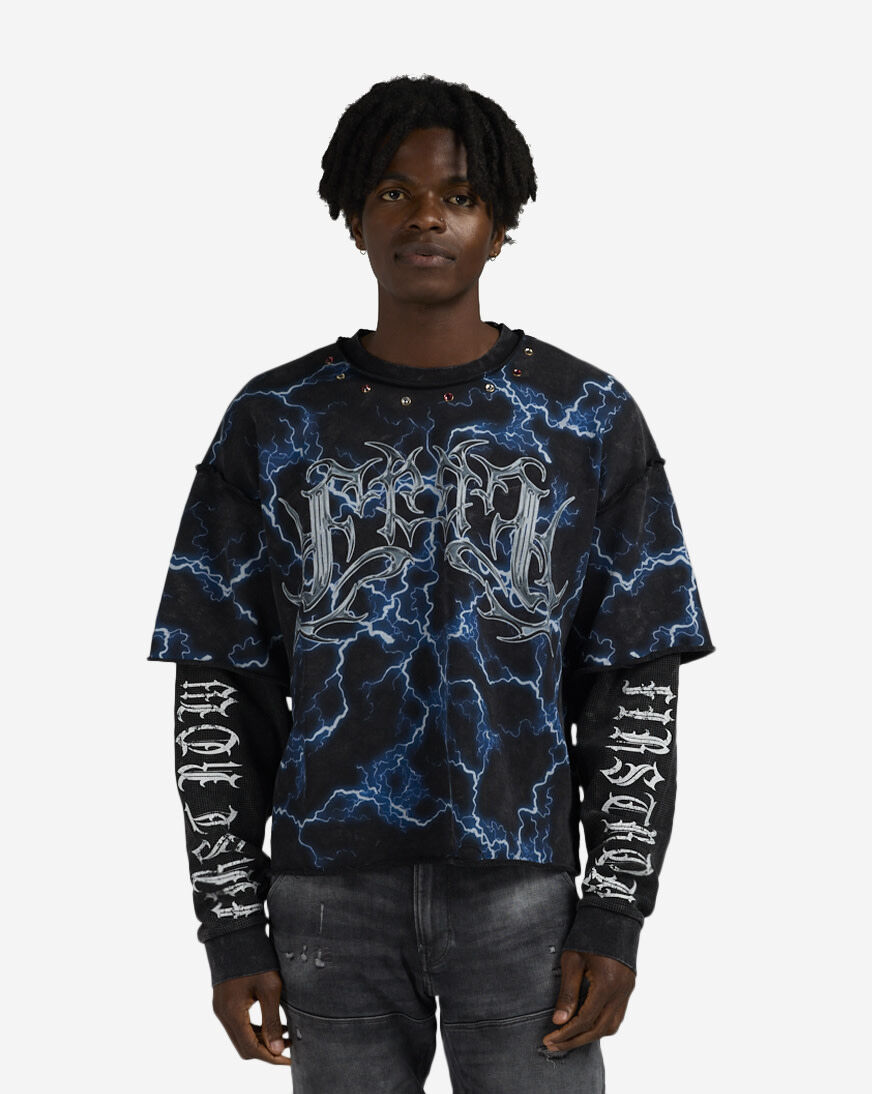 Shop First Row Reflection Long Sleeve 2-Fer Tee FRF3022S-BLK black