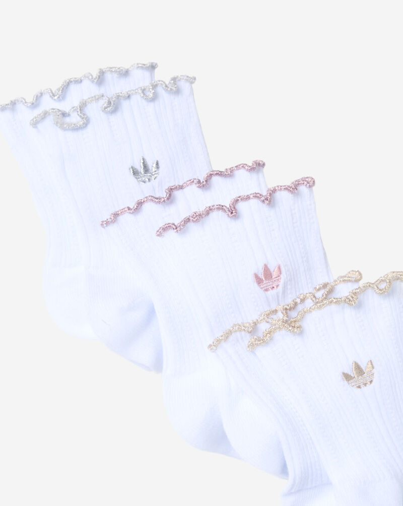 adidas Originals Ruffle 3-Pack Quarter Socks KL3631B White 3