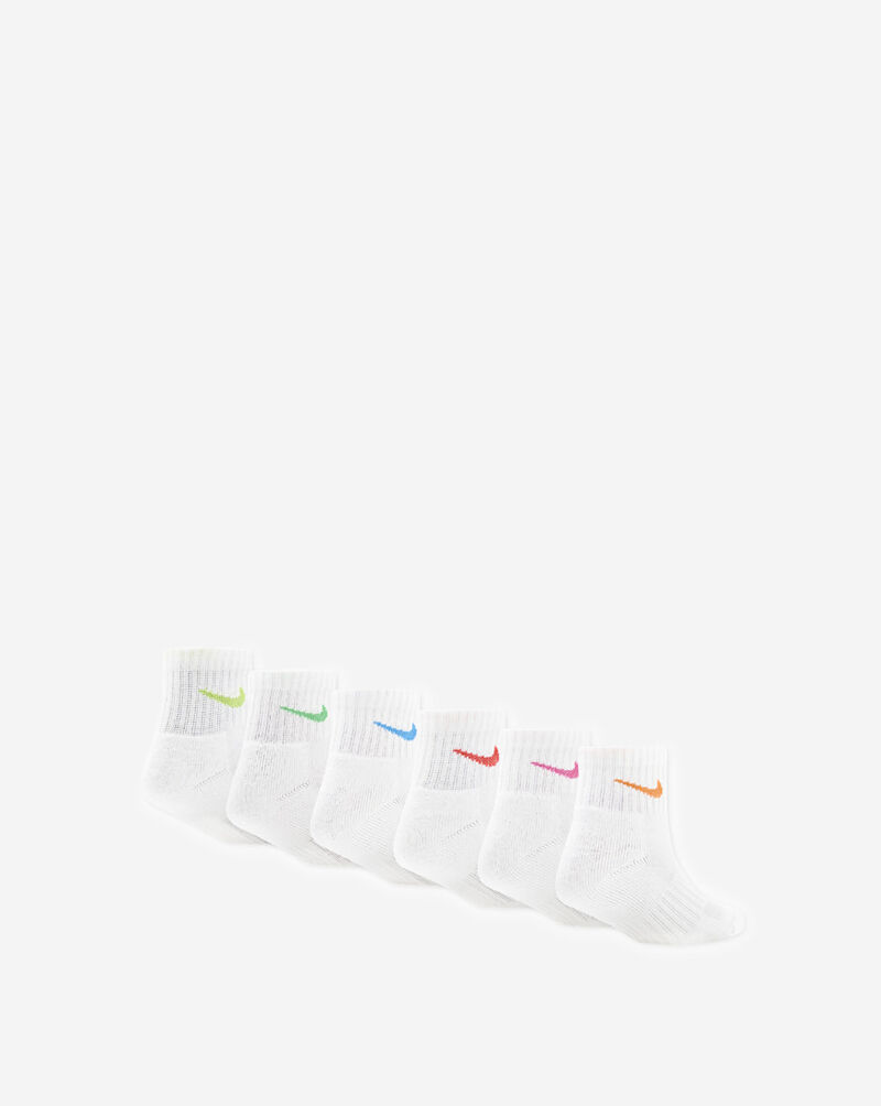 Nike Little Kids' Dri-FIT Performance Basics 6Pk Quarter Socks UN0018-F68 Multi 3