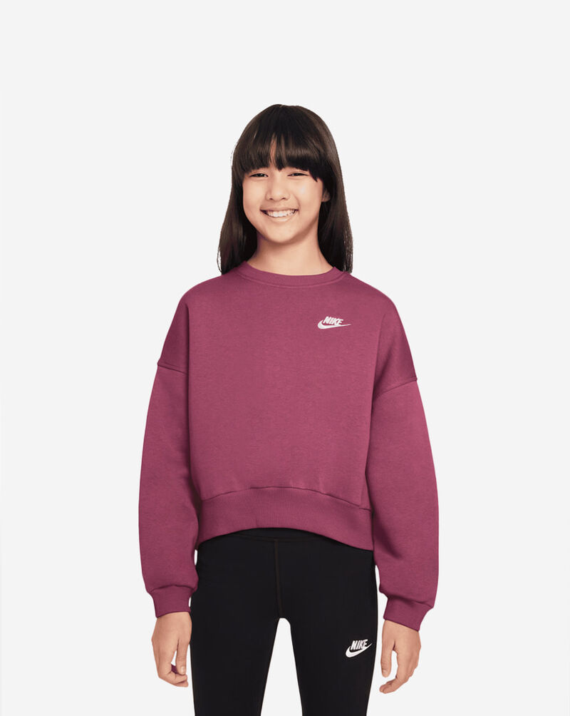 Nike Big Kids' NSW Club Fleece Boxy Crewneck FZ9244-634 Pink 1