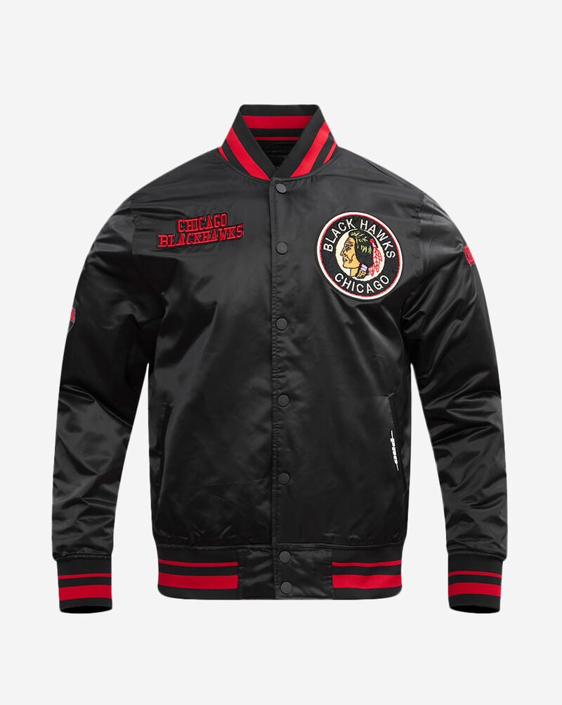 PRO STANDARD Chicago Blackhawks Retro Classic Rib Satin Jacket HCB667541-BRK Black 1