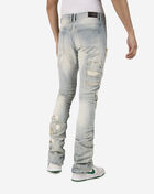 Cut Sewn Rip Off Leather Applique Jeans