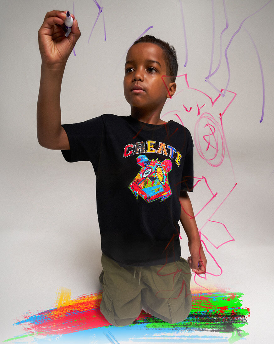 Shop King Saladeen Kids' Abstract Money Bear Tee KS022 black
