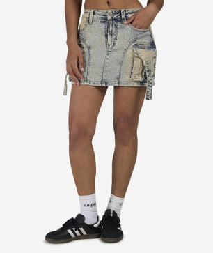 Cargo Rhinestone Mini Skirt