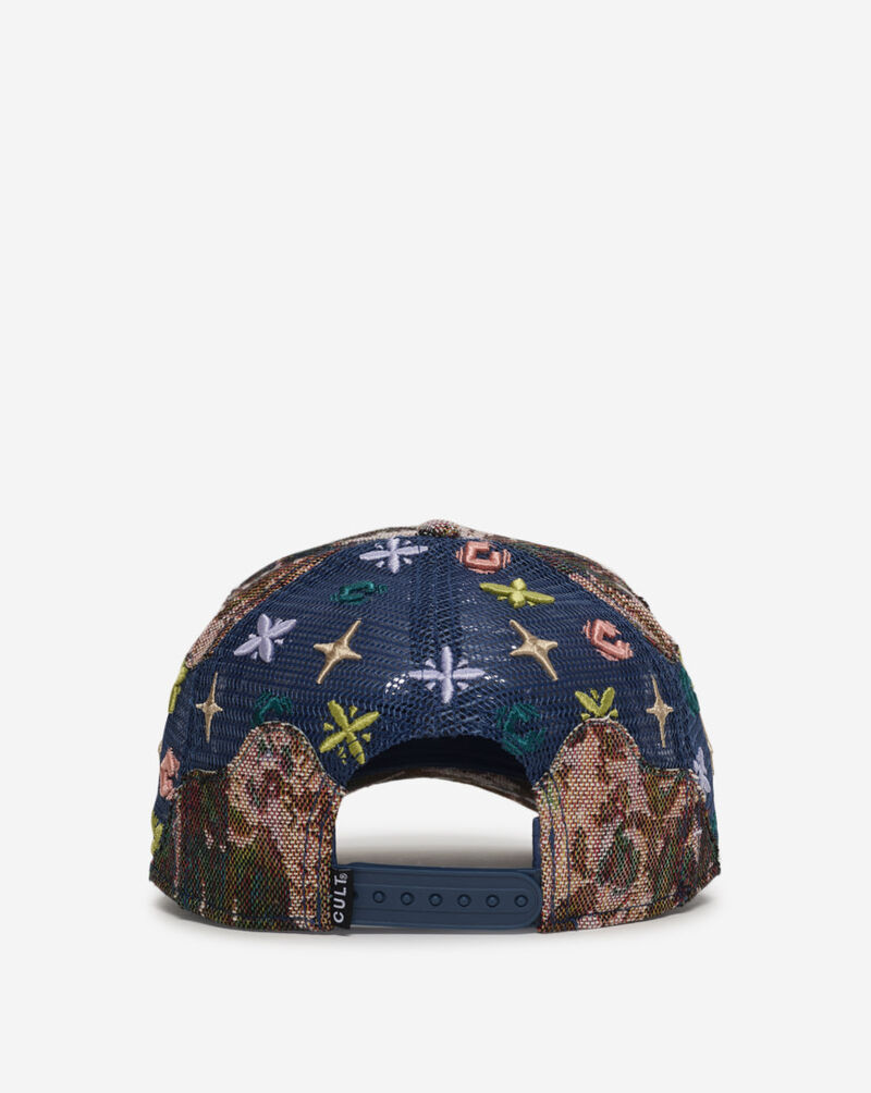 Cult of Individuality Repeat Tapestry Mesh Back Trucker Hat 625BS-CHS02A Blue 3