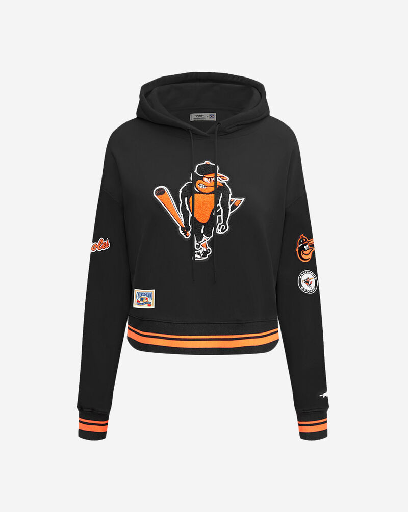 PRO STANDARD Baltimore Orioles Retro Classic Rib Fleece Cropped Pullover Hoodie LBOC314489-BOR Black 1