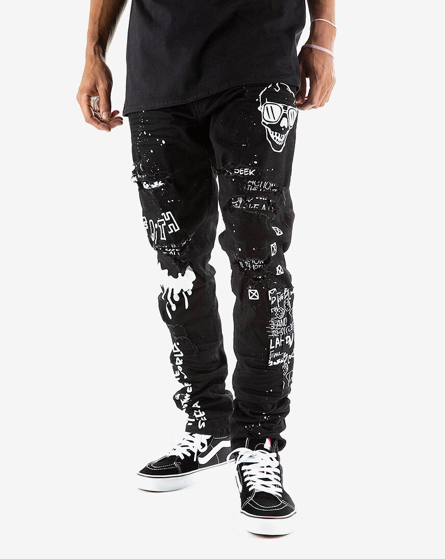Smoke Rise Painted Jeans Mens Clothes 