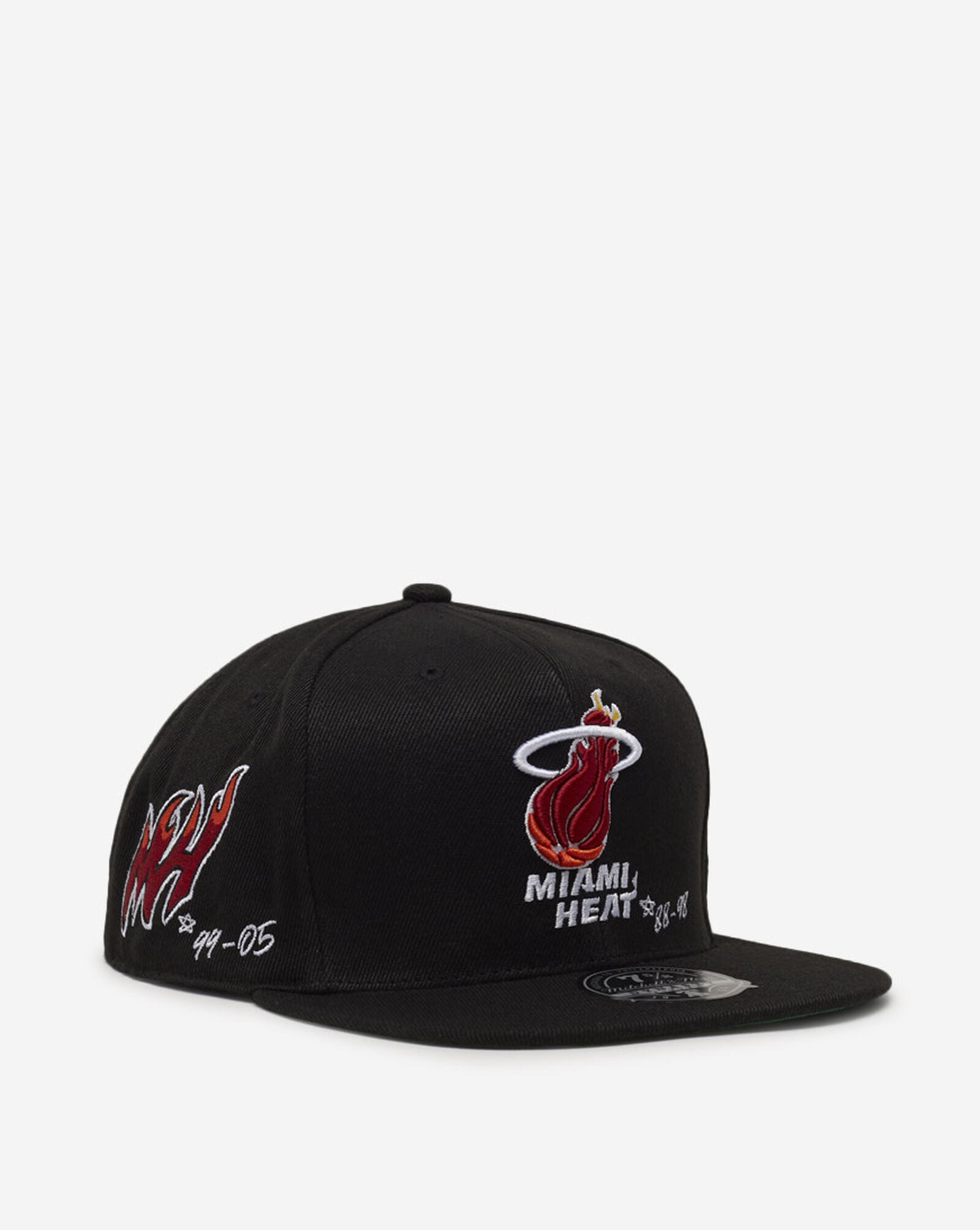 Shop Mitchell Ness Miami Heat Timeline Fitted Hat 6HSFSH21033-MHEBLCK