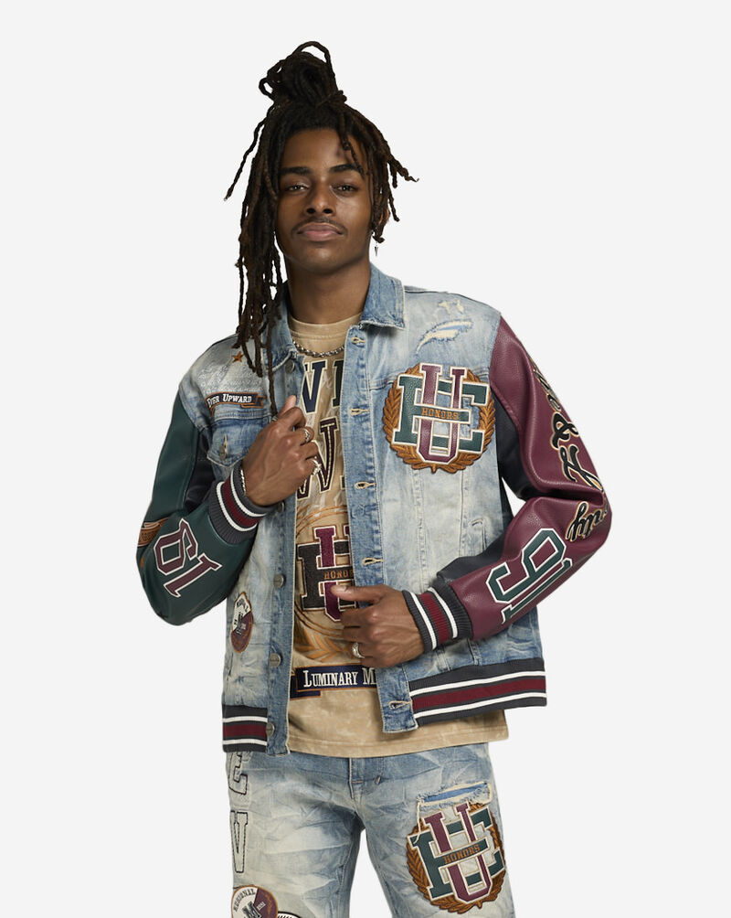 Varsity Sleeve Denim Jacket